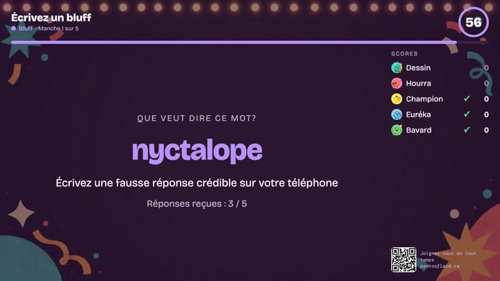 La télé pendant Bluff : Invente une fausse réponse
