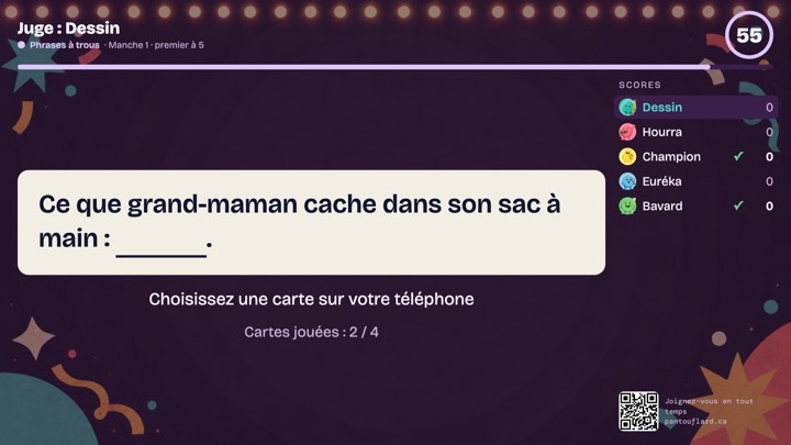 La télé pendant Phrases à trous : Chacun choisit sa meilleure carte
