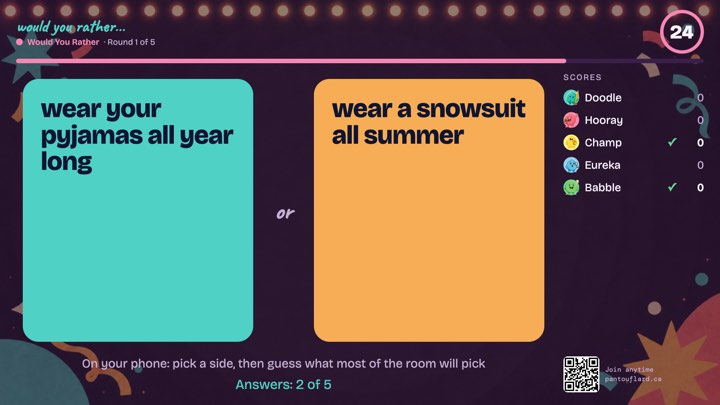 The TV during Would You Rather: Then guess the room