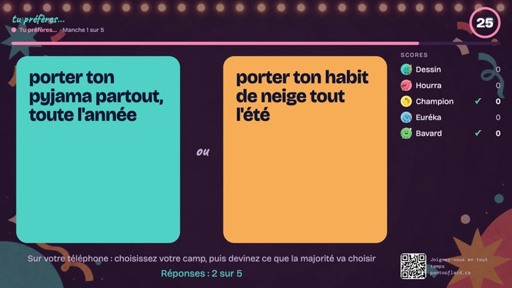 La télé pendant Tu préfères… : Puis on devine la majorité